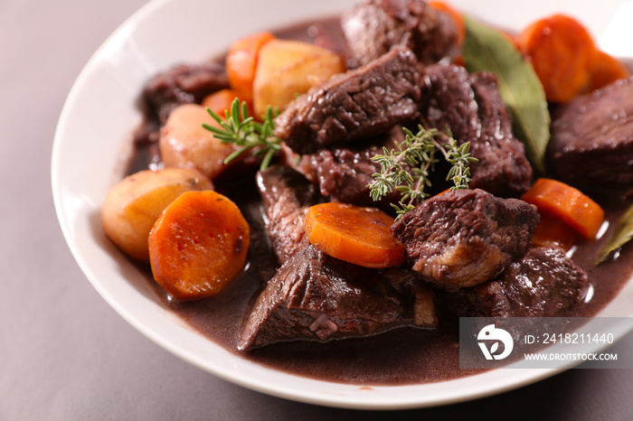 beef bourguignon- beef stew with carrot and wine