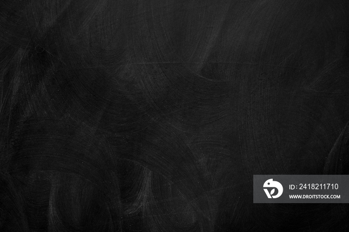Texture of chalk on black chalkboard or blank blackboard background. School education, dark wall bac