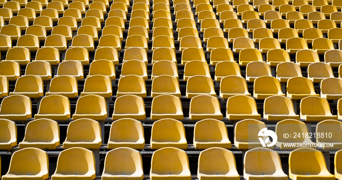 stadium seat with nobody on empty sport arena, football