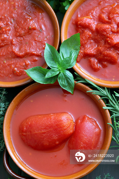 salsa di pomodori mista  sfondo rosso