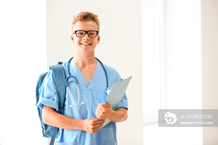 Portrait of male student in clinic