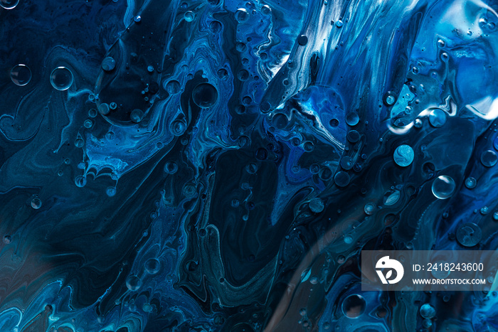 Blue Acrylic Pour Color Liquid marble abstract surfaces Design.