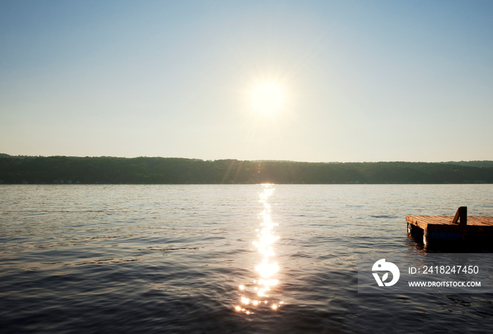 Floating dock on lake