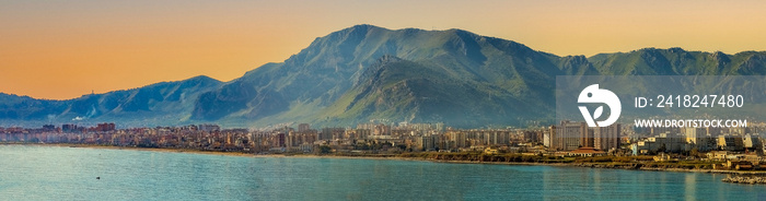 Panoramic view in the morning light of Palermo city, Sicily, Italy