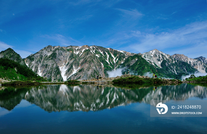 長野県白馬村　夏山　八方尾根登山　白馬三山と八方池