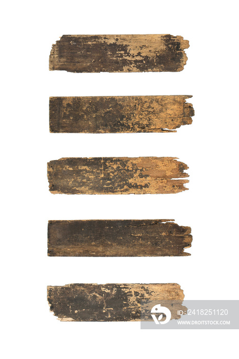 Old plank of wood isolated on white background