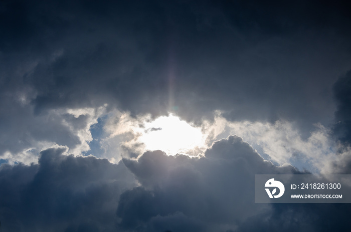 Dramatic cloudscape. Sky background with gray clouds