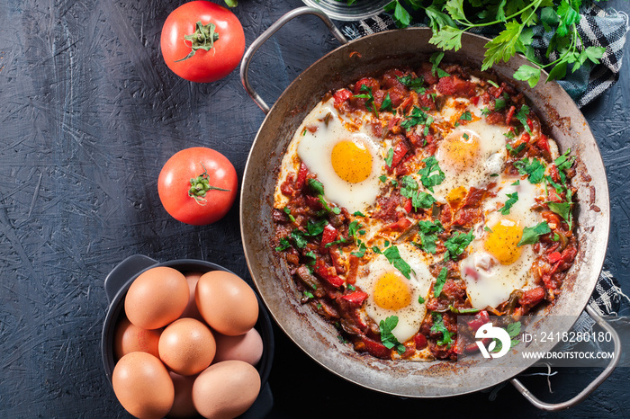 Shakshuka in a frying pan