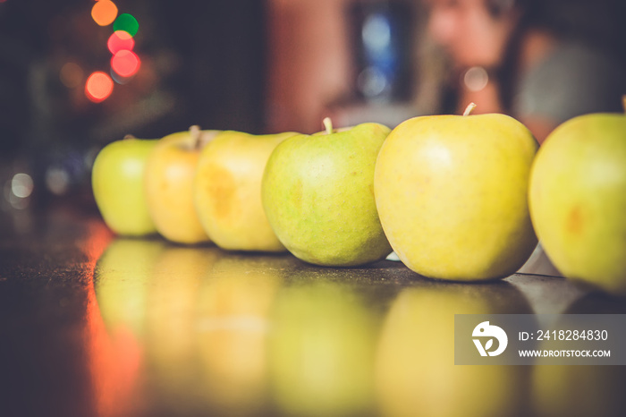 Row of apples at party