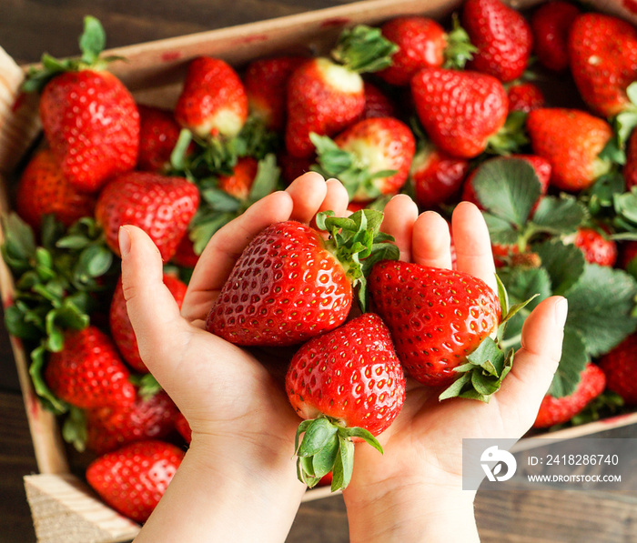 Ripe red strawberry. Strawberry background. Strawberry top view