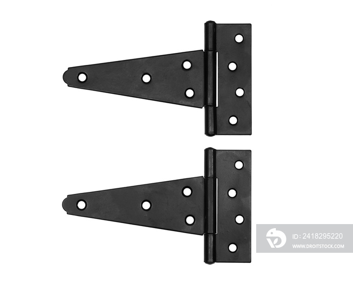 Pair of black hinges isolated on white