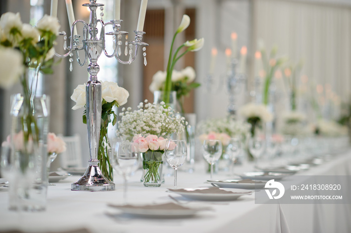 table wedding decoration with dish spoon and fork