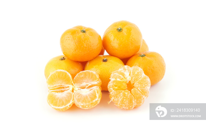 group of mandarin orange fruit isolated on white background