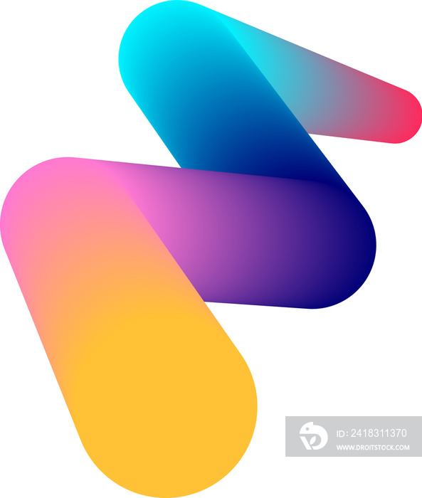 Vibrant Colorful Fluid Abstract 3D Gradient Blend Curves Shape