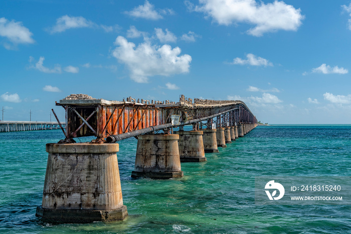 damaged bridge in key west island florida highway