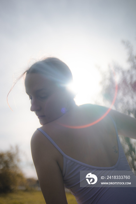 Woman dancing in nature