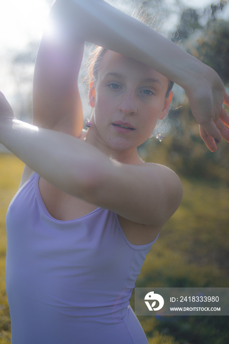 Woman dancing in nature