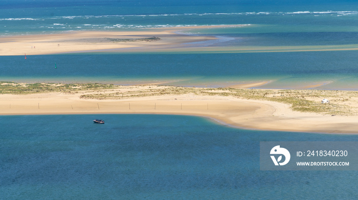 Sand banks in front of the Dune of Pilat (Dune du Pilat) the tallest sand dune in Europe. Arcachon B