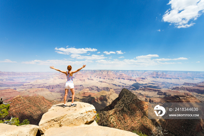 Female tourist look at Grand Canyon landscape