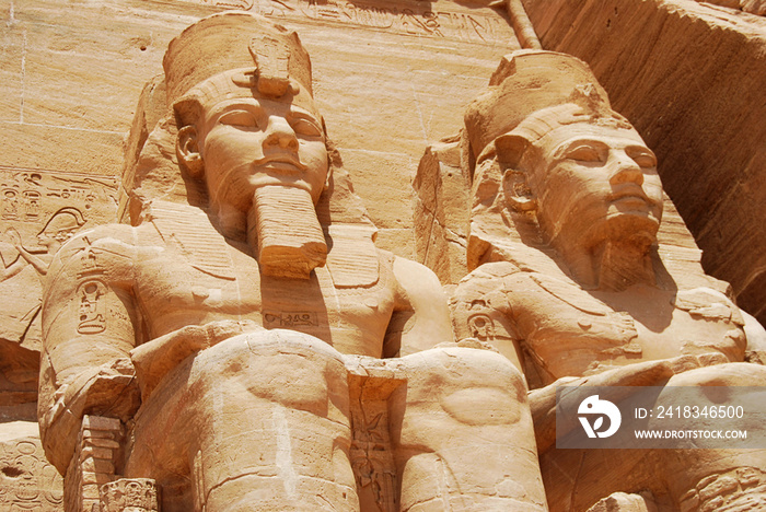 Statue of Pharaoh Ramesses II at the Great Temple of Abu Simbel, Egypt