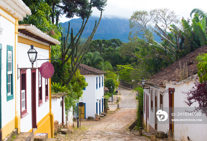 streets of the historical town Tiradentes Brazil