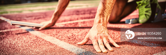 Athlete ready to start relay race