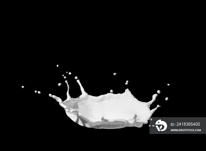 Soft focus, milk splashed on a black background