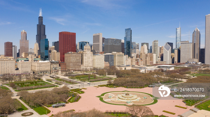 Beautiful Clear Day Aerial View Off Lake Shore Drive Chicago Illinois Skyline