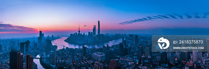 日落全景，上海城市景观