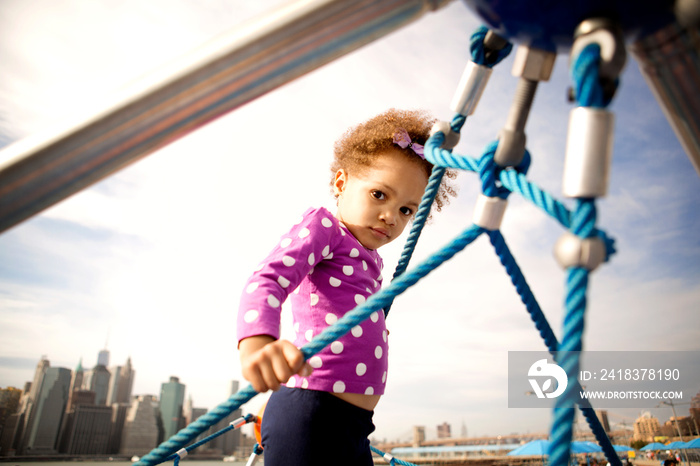 Portrait of girl (2-3) in playground