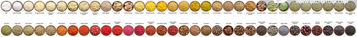 large set of spices isolated on white. collection Seasonings in cups