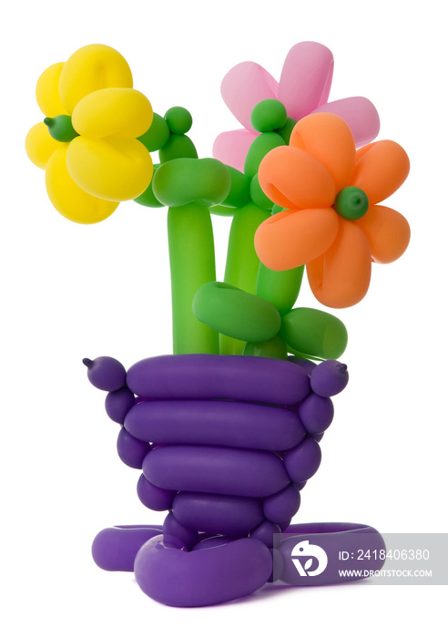 一个用扭曲的气球做成的花瓶