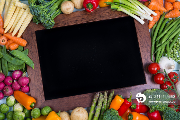 vegetable with chalk board