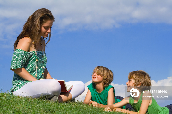 happy christian family reading bible