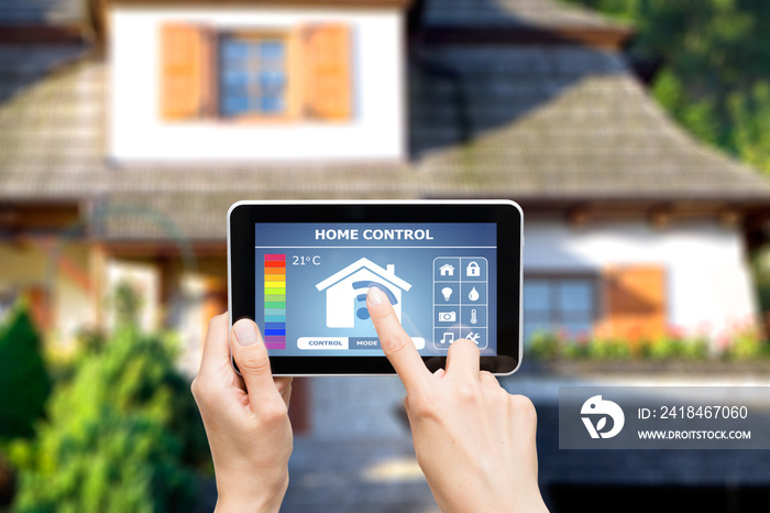 Remote home control system on a digital tablet.