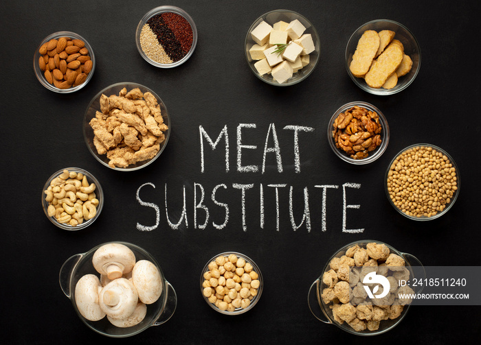 黑板上的纯素食蛋白质来源分类