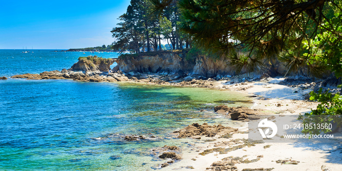 beach in fouesnant beg-meil in brittany france