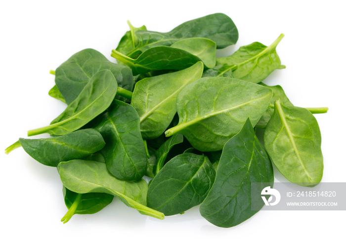 Fresh spinach on white background