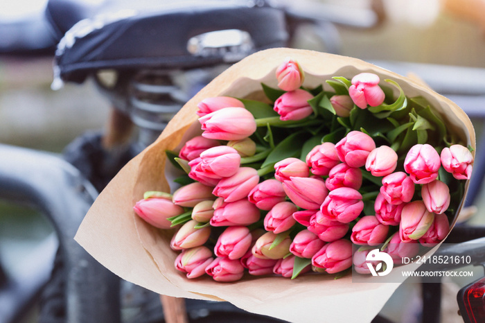 bouquet of pink tulips