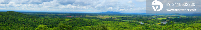 panorama of nature mountain view wide landscape rural country in Thailand.