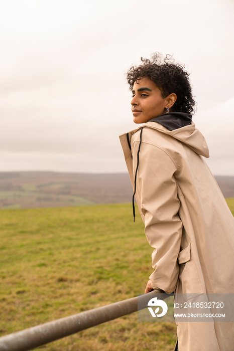 Young female hiker looking at landscape