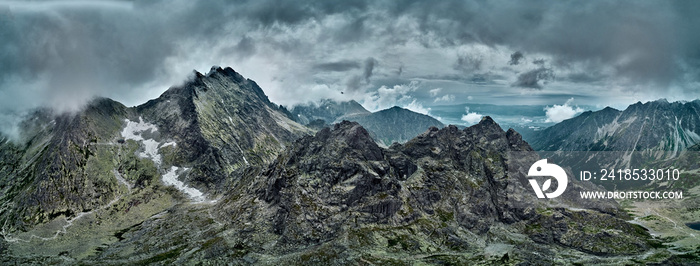 无人机俯瞰斯洛伐克北部国家公园高塔特拉山脉的美丽全景