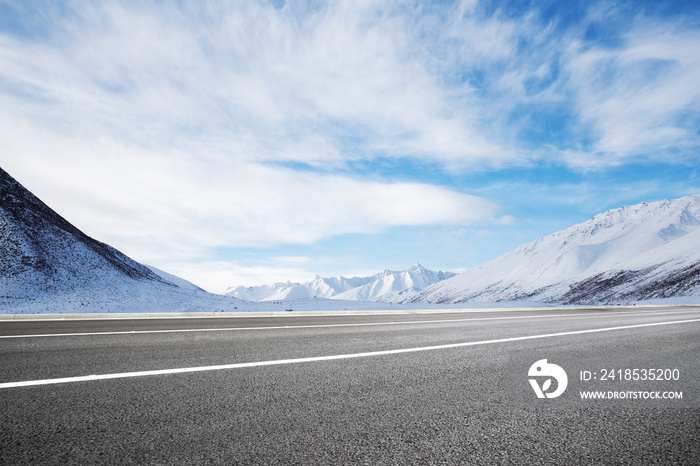 empty road with mountain