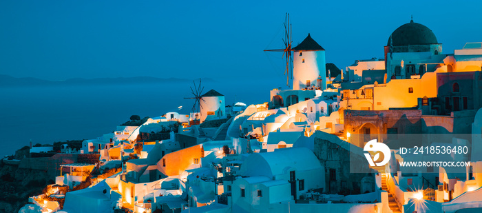 View of Oia by night