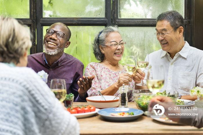 Group of Senior Retirement Meet up Happiness Concept