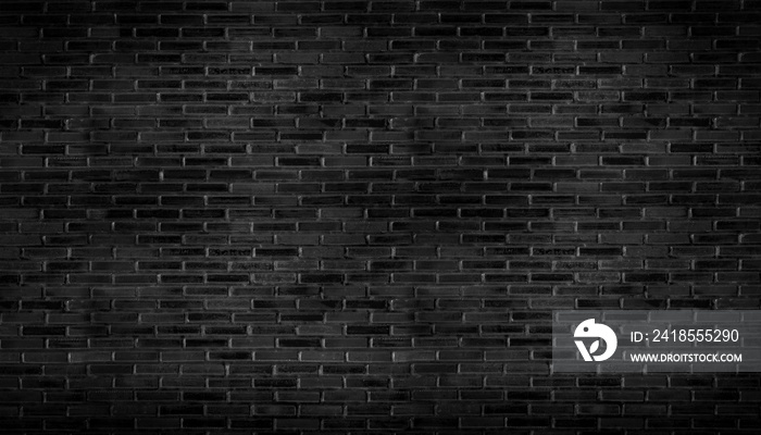 Abstract black brick wall pattern background and black backdrop, Blank copy space.