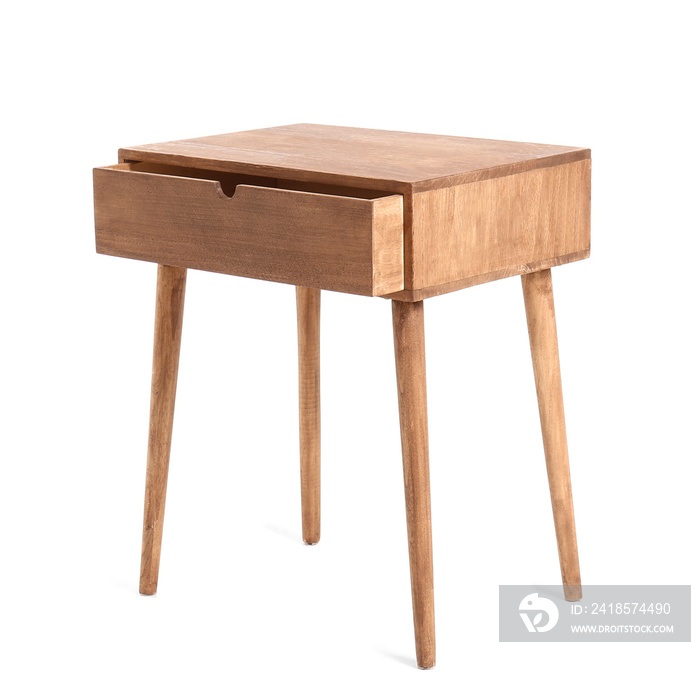 Modern nightstand table on white background