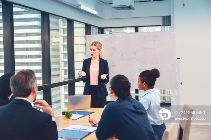 Businesswomen present business plan in office meeting room