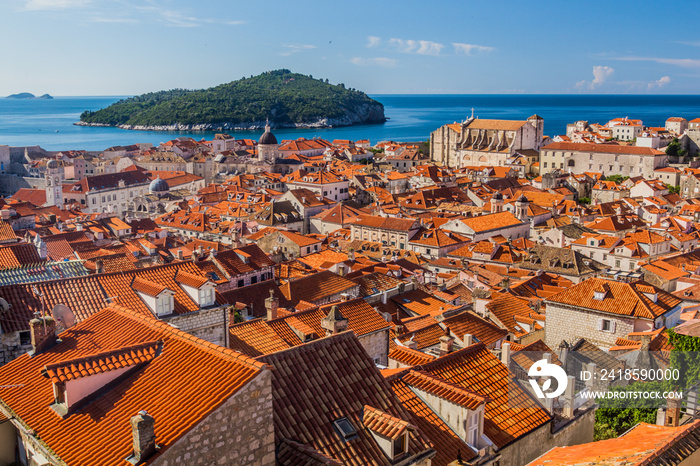 Aerial view of the old town of Dubrovnik, Croatia