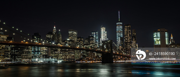 Brooklyn Bridge and New York City at night